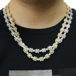 Baguette And Cluster Link CZ Iced Bling Chain