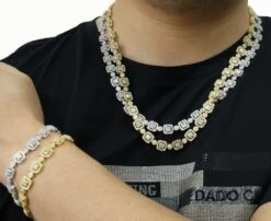 Baguette And Cluster Link CZ Iced Bling Chain -Wandr Jewelry Store baguette and cluster link cz iced bling chain hiphopbling 418798