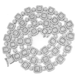 Baguette And Cluster Link CZ Iced Bling Chain -Wandr Jewelry Store baguette and cluster link cz iced bling chain white gold 20 hiphopbling 417887
