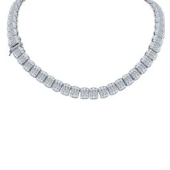 Baguette Center Link CZ Iced Out Chain .925 Sterling Silver