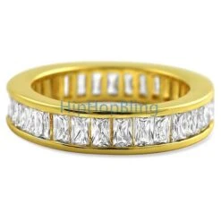 Baguette Eternity CZ Bling Bling Ring Gold