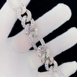 Baguette Figaro Link CZ Iced Out Hip Hop Bracelet -Wandr Jewelry Store baguette figaro link cz iced out hip hop bracelet hiphopbling 483210