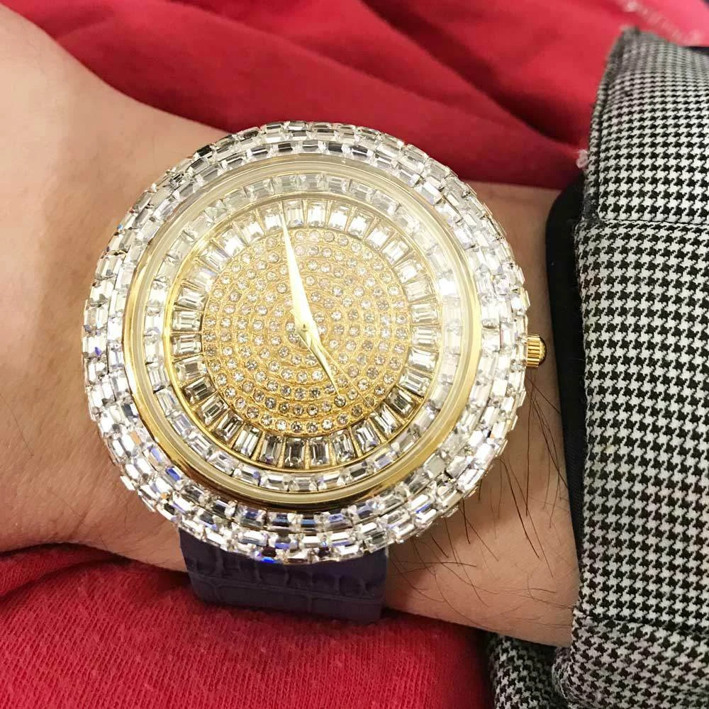 Baguette Ice Orbit Gold Bling Bling Watch Blue 3 Baguette Ice Orbit Gold Bling Bling Watch Blue - Image 3