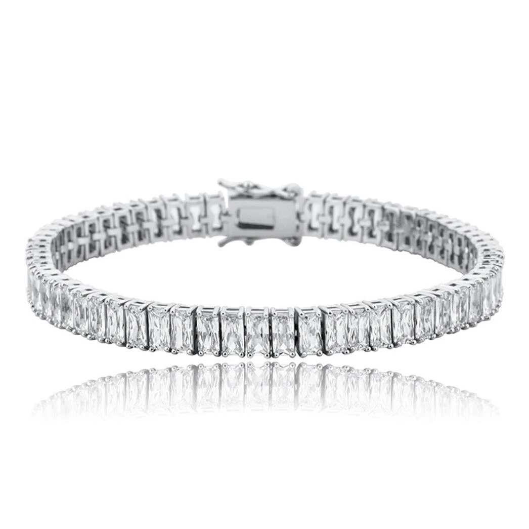 Baguette Iced Out Hip Hop Tennis Bracelet 1 Baguette Iced Out Hip Hop Tennis Bracelet