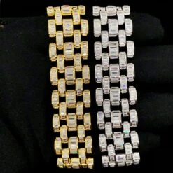 Baguette Jubilee CZ Iced Out Hip Hop Bling Bracelet -Wandr Jewelry Store baguette jubilee cz iced out hip hop bling bracelet hiphopbling 121192