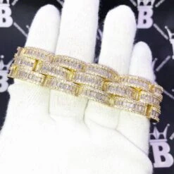 Baguette Jubilee VVS Iced Out Hip Hop Bracelet -Wandr Jewelry Store baguette jubilee vvs iced out hip hop bracelet hiphopbling 111534