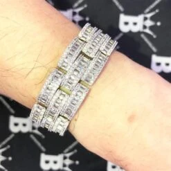 Baguette Jubilee VVS Iced Out Hip Hop Bracelet -Wandr Jewelry Store baguette jubilee vvs iced out hip hop bracelet hiphopbling 601298