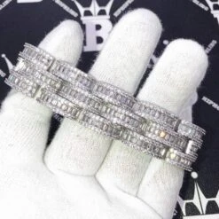 Baguette Jubilee VVS Iced Out Hip Hop Bracelet -Wandr Jewelry Store baguette jubilee vvs iced out hip hop bracelet white gold 7 hiphopbling 708393