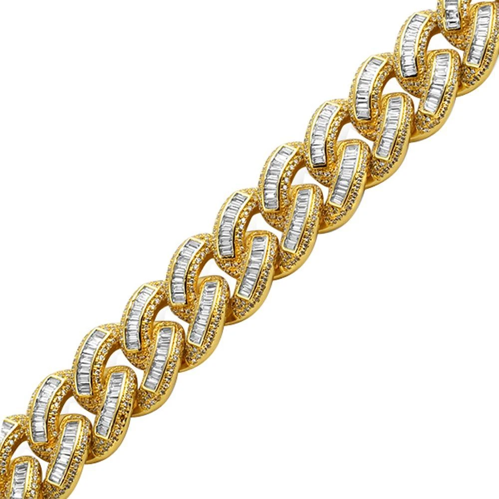 Baguette Lab Made Gold Cuban Bracelet 1400 Stones 1 Baguette Lab Made Gold Cuban Bracelet 1400 Stones