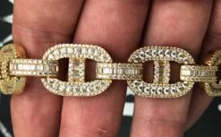 Baguette Mariner CZ Bling Bling Chain White / Yellow Gold -Wandr Jewelry Store baguette mariner cz bling bling chain white yellow gold hiphopbling 439394