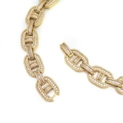 Baguette Mariner CZ Bling Bling Chain White / Yellow Gold -Wandr Jewelry Store baguette mariner cz bling bling chain white yellow gold hiphopbling 952781