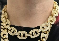 Baguette Mariner CZ Bling Bling Chain White / Yellow Gold -Wandr Jewelry Store baguette mariner cz bling bling chain white yellow gold yellow gold 18 hiphopbling 176471