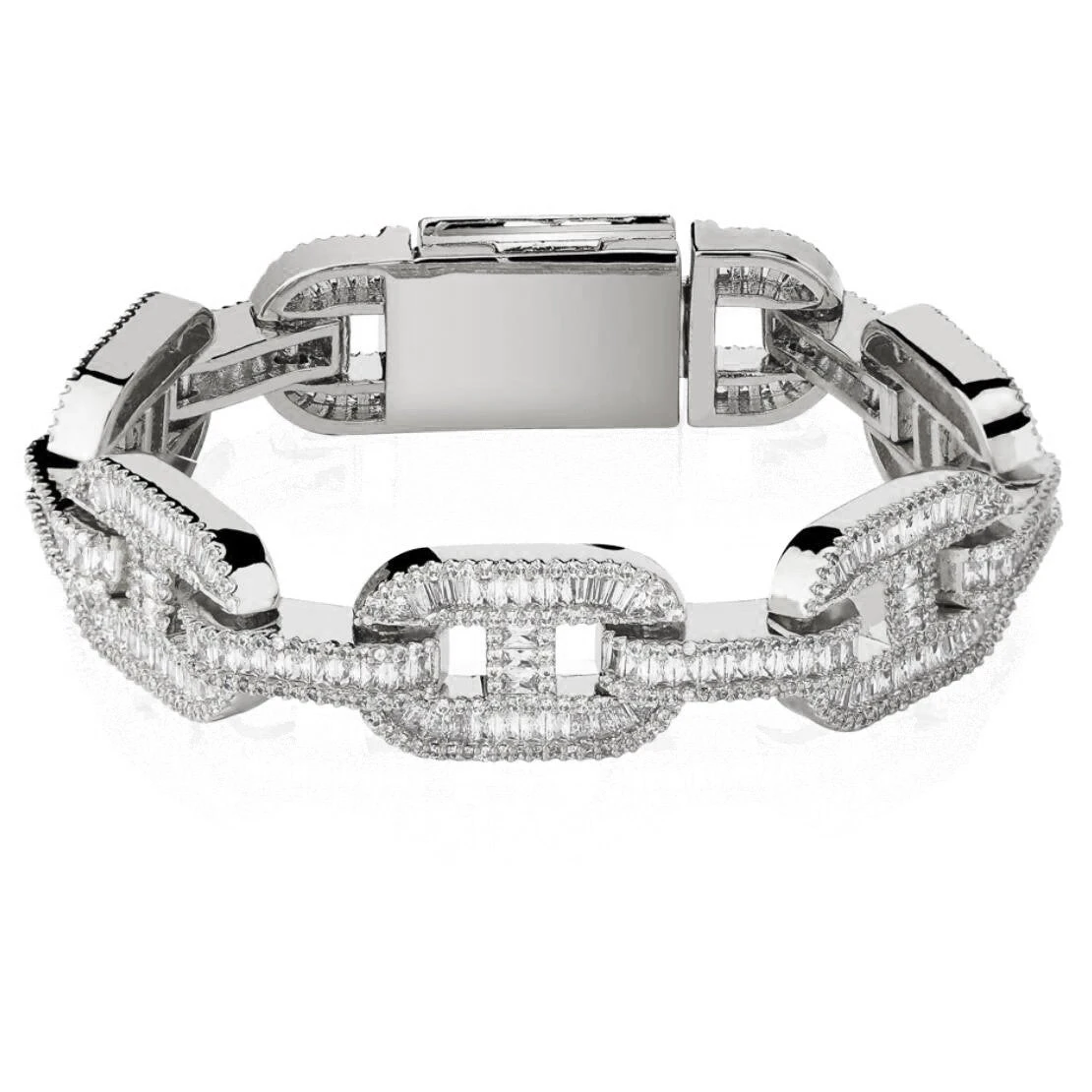 Baguette Mariner Iced Out Hip Hop Bracelet 5 Baguette Mariner Iced Out Hip Hop Bracelet - Image 5