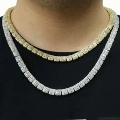 Baguette Square Cluster Link CZ Iced Out Chain -Wandr Jewelry Store baguette square cluster link cz iced out chain hiphopbling 995327