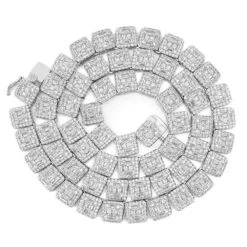 Baguette Square Cluster Link CZ Iced Out Chain -Wandr Jewelry Store baguette square cluster link cz iced out chain white gold 20 hiphopbling 641609