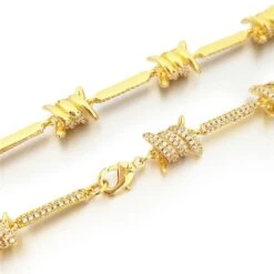 Barb Wire Link CZ Iced Out Chain Bling -Wandr Jewelry Store barb wire link cz iced out chain bling hiphopbling 669005