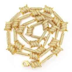 Barb Wire Link CZ Iced Out Chain Bling -Wandr Jewelry Store barb wire link cz iced out chain bling hiphopbling 768772