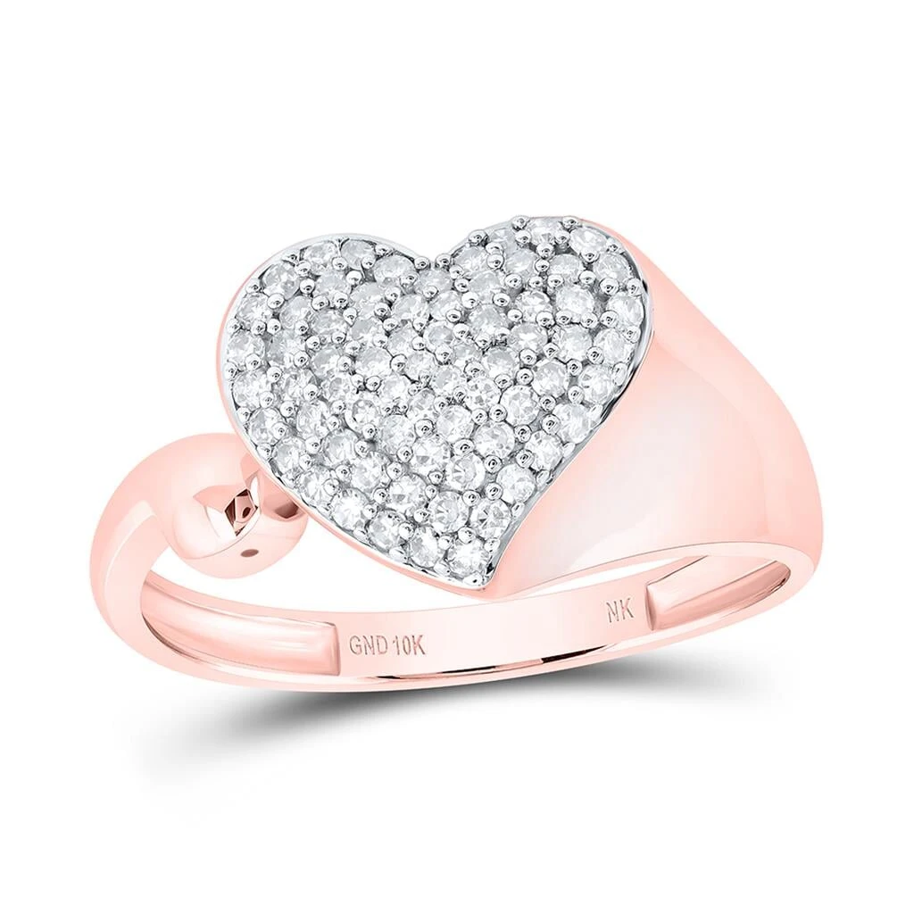 Big Heart Fancy Diamond Ring 10K Gold 3 Big Heart Fancy Diamond Ring 10K Gold - Image 3