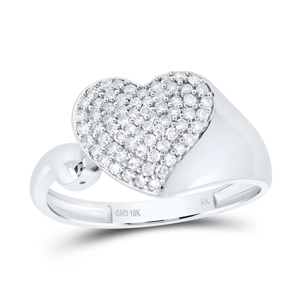 Big Heart Fancy Diamond Ring 10K Gold 2 Big Heart Fancy Diamond Ring 10K Gold - Image 2