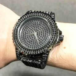 Black All Bling Bling Custom Watch Iced Out Band -Wandr Jewelry Store black all bling bling custom watch iced out band hiphopbling 552107