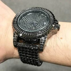 Black All Bling Bling Custom Watch Iced Out Band -Wandr Jewelry Store black all bling bling custom watch iced out band hiphopbling 962135