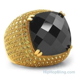 Black Rose Cut CZ Lemonade Micro Pave Ring
