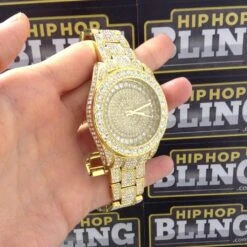Bling Bling 41MM Gold Fully Custom Watch -Wandr Jewelry Store bling bling 41mm gold fully custom watch default title hiphopbling 216196