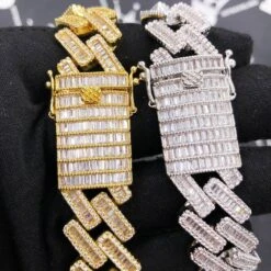 Channel Baguette Cuban Link Hip Hop Bling Bling Bracelet