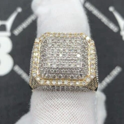 Chunky Layered Cushion 4.95cttw Diamond Ring 10K Yellow Gold -Wandr Jewelry Store chunky layered cushion 495cttw diamond ring 10k yellow gold hiphopbling 255453