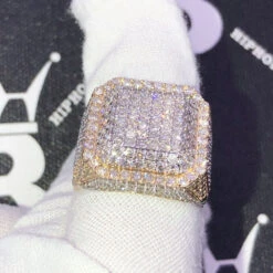 Chunky Layered Cushion 4.95cttw Diamond Ring 10K Yellow Gold -Wandr Jewelry Store chunky layered cushion 495cttw diamond ring 10k yellow gold hiphopbling 303952