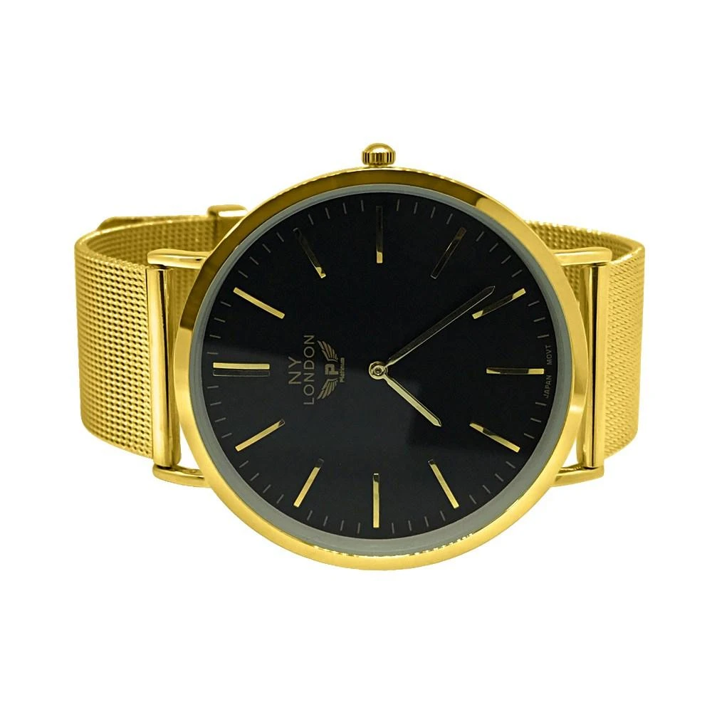 Clean Black Dial Gold Mesh Band Watch 1 Clean Black Dial Gold Mesh Band Watch