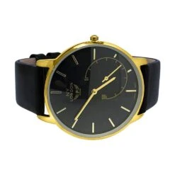Clean Gold Case Black Dial And Band Watch