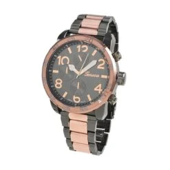 Clean Rose Gold And Black Metal Band Watch