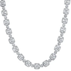 Cluster Baguette Moissanite Iced Out Chain .925 Sterling Silver