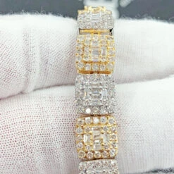 Cluster Link Diamond Bracelet 8.88 Carats 10K Yellow /White Gold -Wandr Jewelry Store cluster link diamond bracelet 888 carats 10k yellow white gold hiphopbling 742897