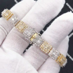 Cluster Link Diamond Bracelet 8.88 Carats 10K Yellow /White Gold -Wandr Jewelry Store cluster link diamond bracelet 888 carats 10k yellow white gold hiphopbling 782455