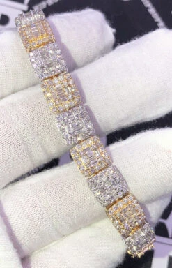 Cluster Link Diamond Bracelet 8.88 Carats 10K Yellow /White Gold -Wandr Jewelry Store cluster link diamond bracelet 888 carats 10k yellow white gold hiphopbling 819602