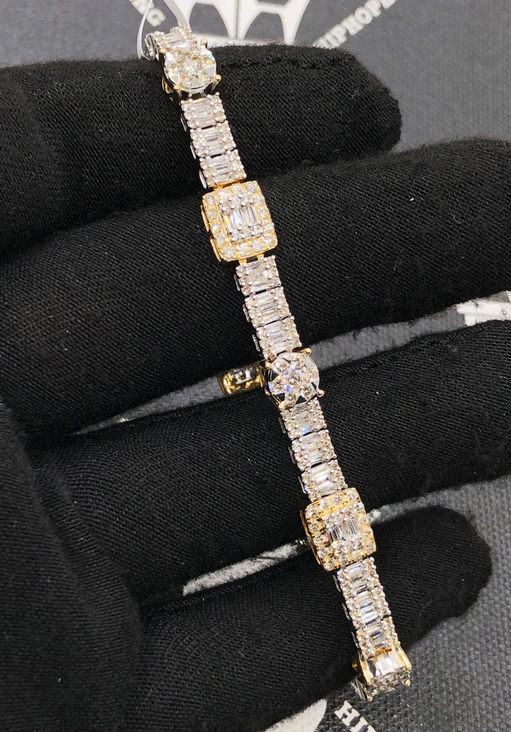 Cluster Rectangle & Round 5.00cttw Diamond Bracelet 10K Gold 3 Cluster Rectangle & Round 5.00cttw Diamond Bracelet 10K Gold - Image 3