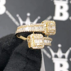 Cluster Wrap Baguette Diamond Ring 1.30cttw 10K White Or Yellow Gold