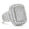 Cocktail Chunky Ice Bling Bling CZ Mens Ring In Rhodium