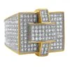 Cross Iced Out Gold CZ Bling Bling Ring