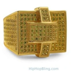 Cross Iced Out Lemonade CZ Bling Bling Ring