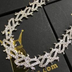 Crown Of Thorns White Gold CZ Bling Bling Chain -Wandr Jewelry Store crown of thorns white gold cz bling bling chain 30 hiphopbling 971790