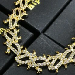 Crown Of Thorns Yellow Gold CZ Bling Bling Chain -Wandr Jewelry Store crown of thorns yellow gold cz bling bling chain 20 hiphopbling 862844