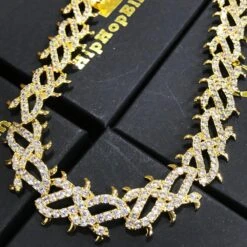 Crown Of Thorns Yellow Gold CZ Bling Bling Chain -Wandr Jewelry Store crown of thorns yellow gold cz bling bling chain 30 hiphopbling 387213