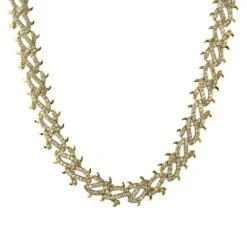 Crown Of Thorns Yellow Gold CZ Bling Bling Chain