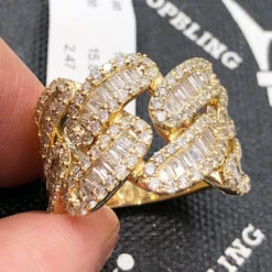 Cuban Baguette Diamond Ring 2.50cttw 10K Gold -Wandr Jewelry Store cuban baguette diamond ring 250cttw 10k gold hiphopbling 191367
