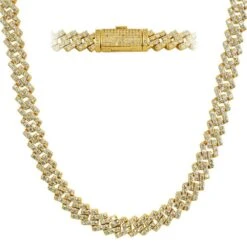 Cuban Box Link CZ Hip Hop Iced Out Bling Chain -Wandr Jewelry Store cuban box link cz hip hop iced out bling chain yellow gold 10mm 20 hiphopbling 360327