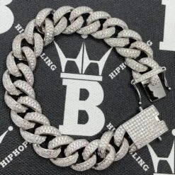 Cuban Moissanite Bracelet Iced Out Lock 15MM .925 Sterling Silver -Wandr Jewelry Store cuban moissanite bracelet iced out lock 15mm 925 sterling silver hiphopbling 629304
