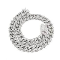 Cuban Moissanite Chain Iced Out Lock 15MM .925 Sterling Silver